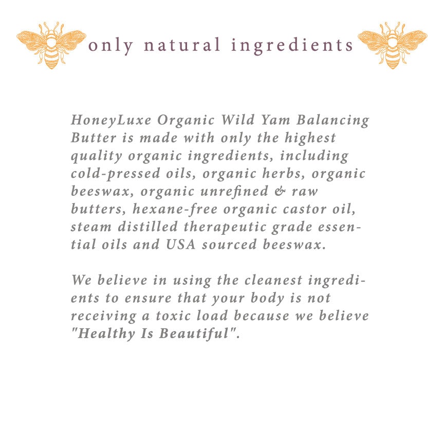 Organic Wild Yam Cream - 2 0Z - Balancing Butter- Handmade Small Batch Organic Herbal Infused Body Butter
