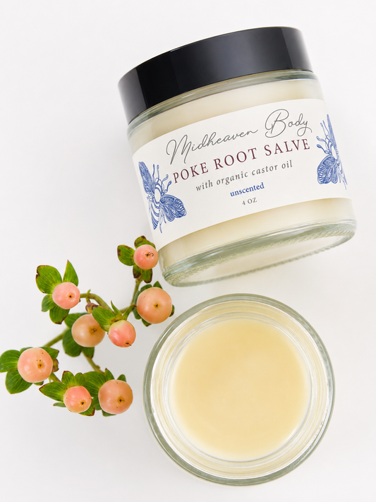 Poke Root Salve: Organic Thistle Oil Herbal Balm (4 oz Glass Jar) handcrafted