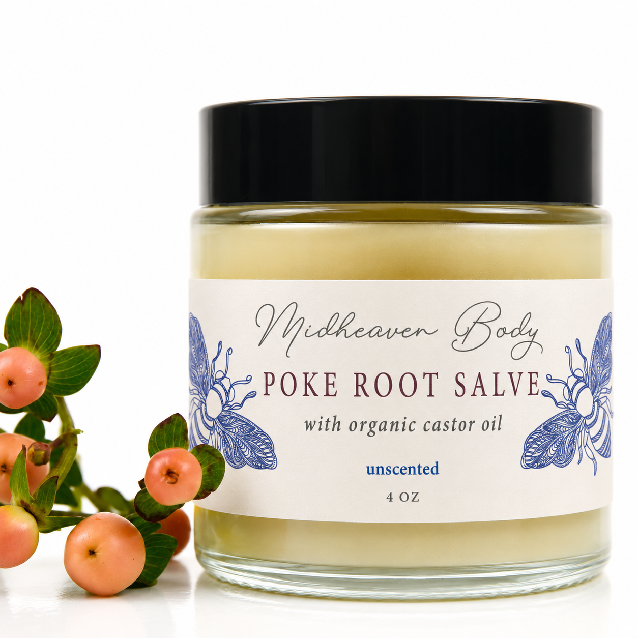 Poke Root Salve: Organic Thistle Oil Herbal Balm (4 oz Glass Jar) handcrafted