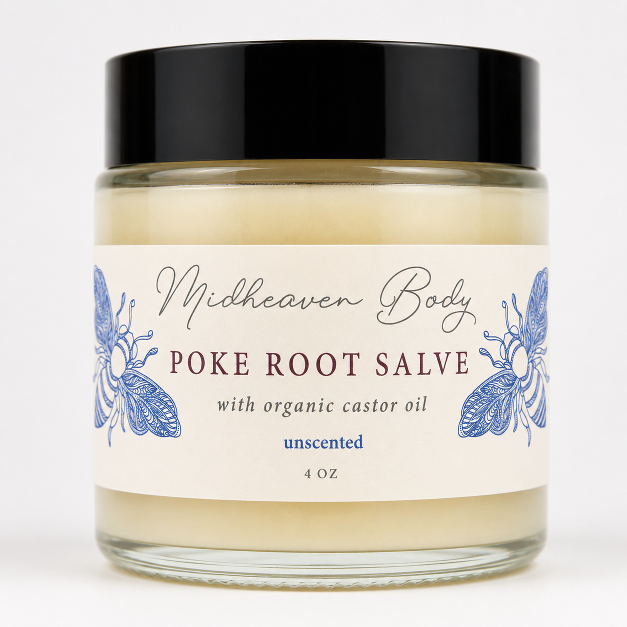 Poke Root Salve: Organic Thistle Oil Herbal Balm (4 oz Glass Jar) handcrafted