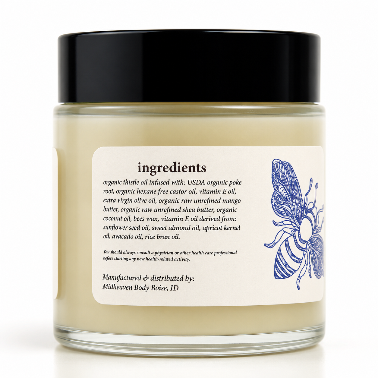 Poke Root Salve: Organic Thistle Oil Herbal Balm (4 oz Glass Jar) handcrafted