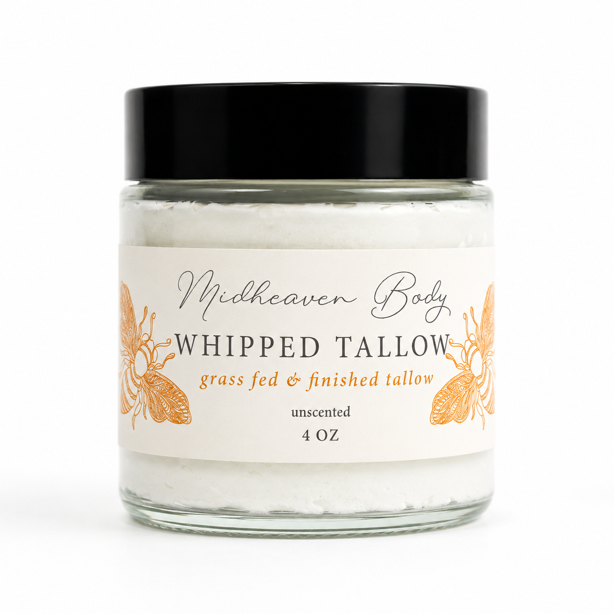 Whipped Tallow - Unscented - Grass Fed & Finished -  Hand Crafted Tallow Balm, Glass Jar, USA Origin Tallow, Gift For Him, Her,  Mothers Day